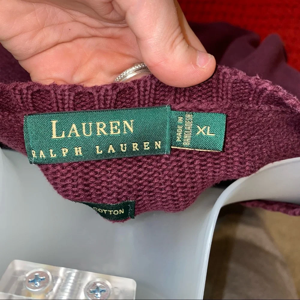 Lauren Ralph Lauren maroon crest logo men’s sweater - Picture 6 of 7
